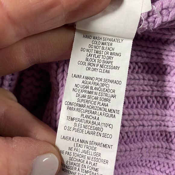 Kensie Pretty Lavender Cowl-neck Short Sleeve Cable Knit Sweater - Picture 5 of 6